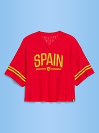 Image number 1 showing, FIFA World Cup 26™ Spain Boxy Lace V-Neck T-Shirt for Women