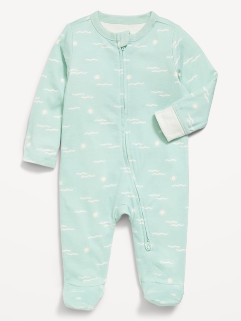 2-Way-Zip Sleep & Play Footed One-Piece for Baby - Wave Blue