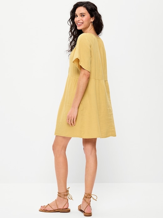 Image number 2 showing, Crinkle Gauze Flutter-Sleeve Mini Swing Dress