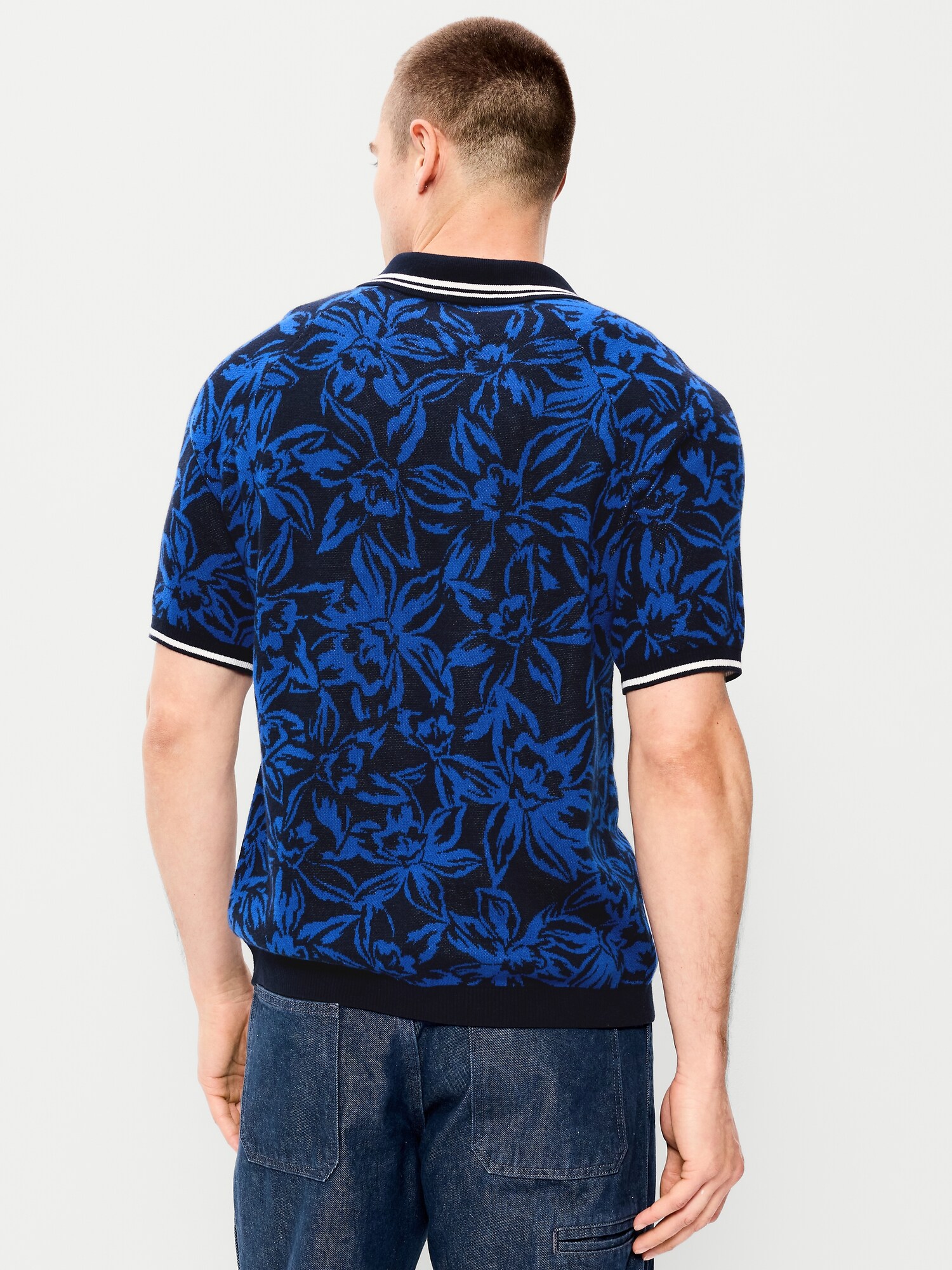 Мужские рубашки Old Navy Rugby-Style Sweater Polo, цвет: Сапфировый небесно-голубой — фото 2