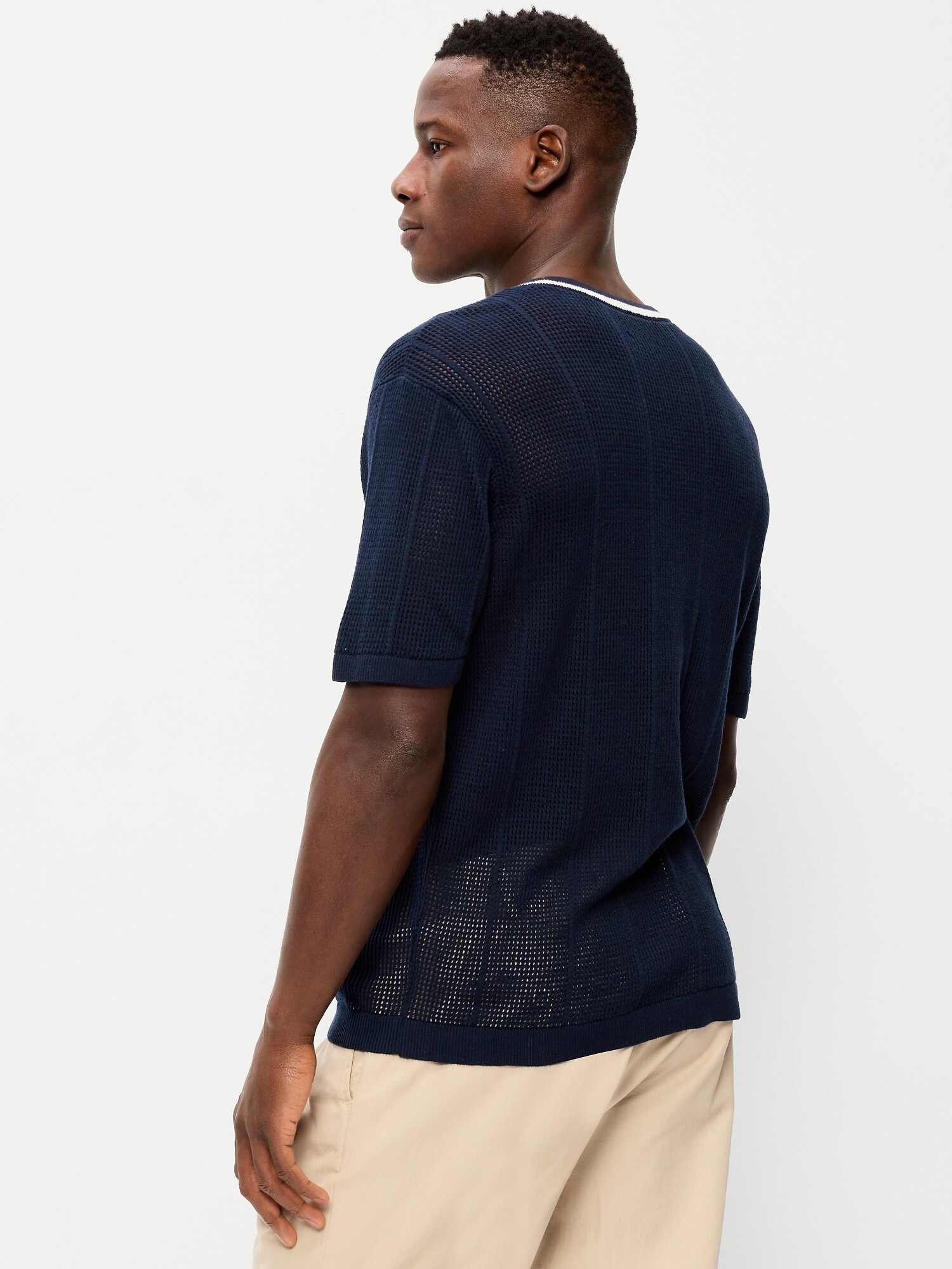 Мужская футболка Old Navy Relaxed Mesh-Knit, цвет: Тёмно-синий — фото 2