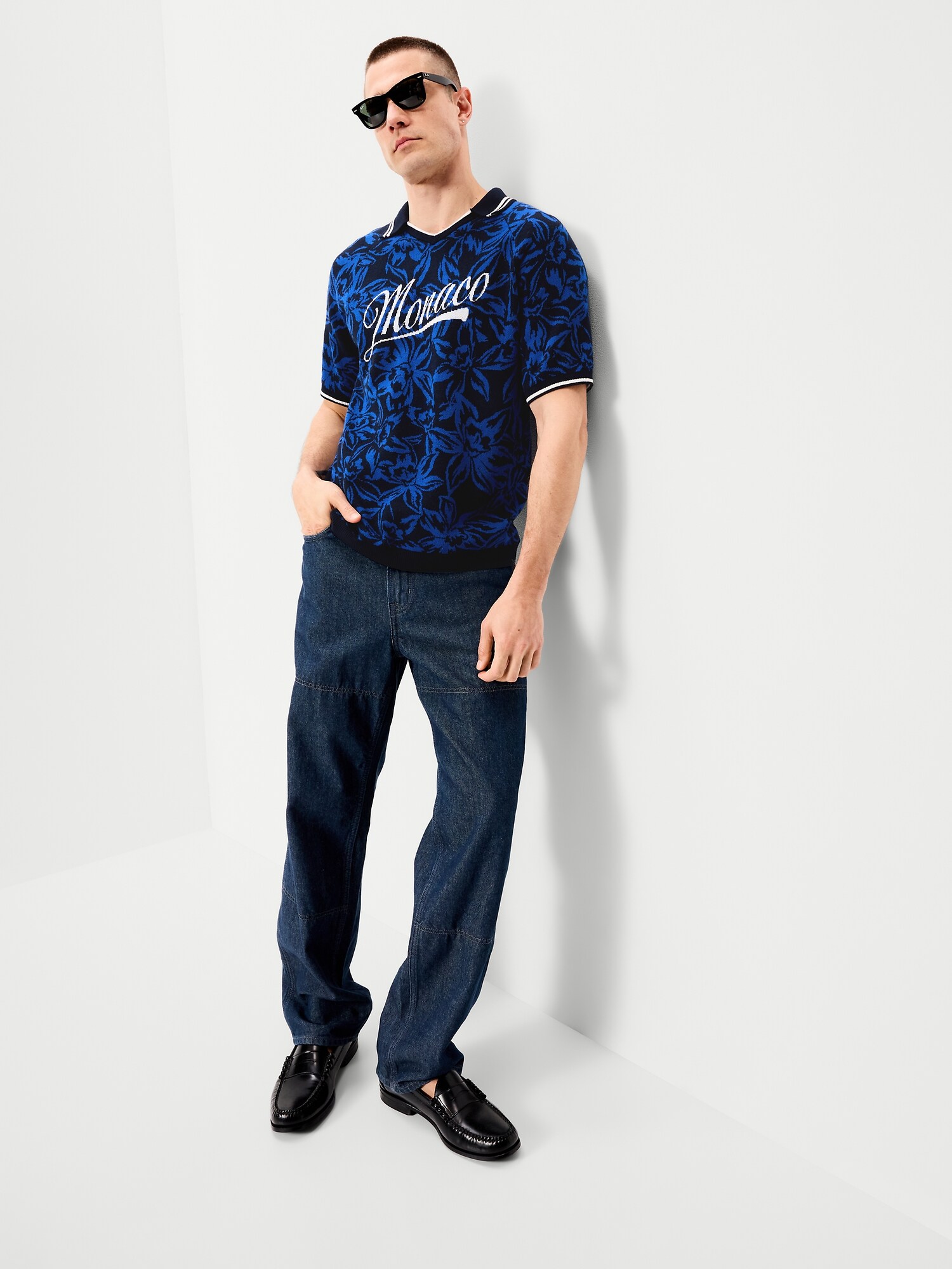 Мужские рубашки Old Navy Rugby-Style Sweater Polo, цвет: Сапфировый небесно-голубой — фото 3