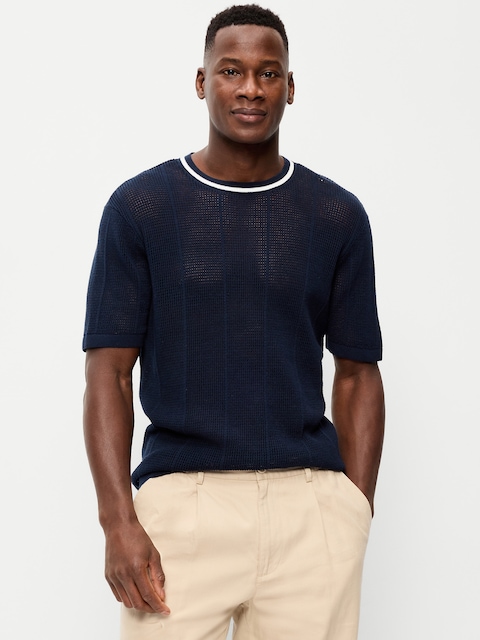 Relaxed Mesh-Knit T-Shirt