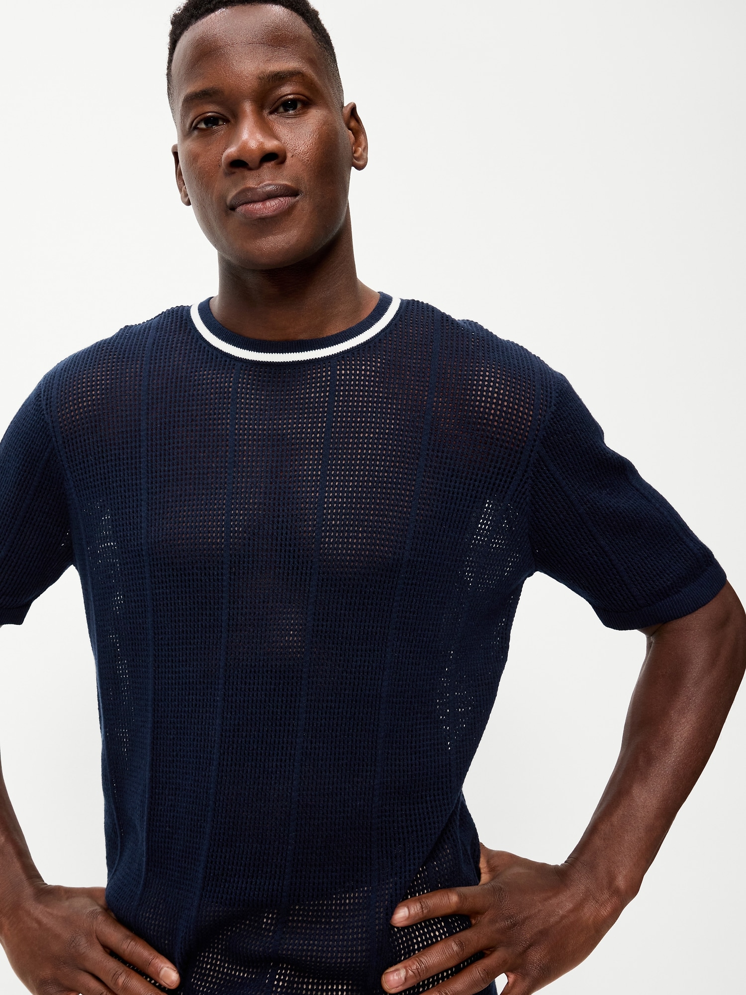 Relaxed Mesh-Knit T-Shirt