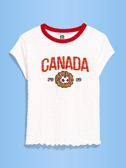 Image number 1 showing, FIFA World Cup 26™ Canada Smocked Graphic T-Shirt for Women
