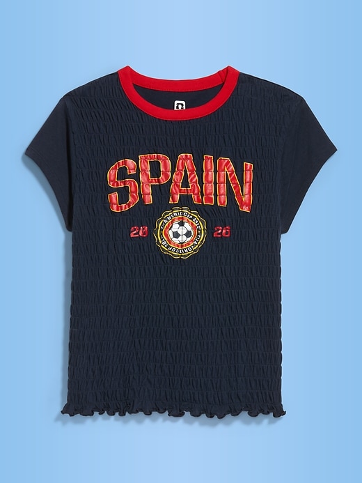 Image number 1 showing, FIFA World Cup 26™ Spain Smocked Graphic T-Shirt for Women