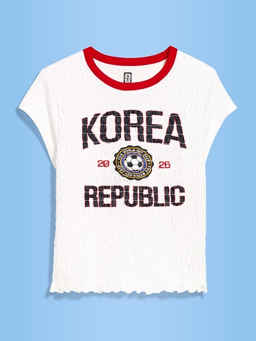 Image number 1 showing, FIFA World Cup 26™ Korea Republic Smocked Graphic T-Shirt for Women