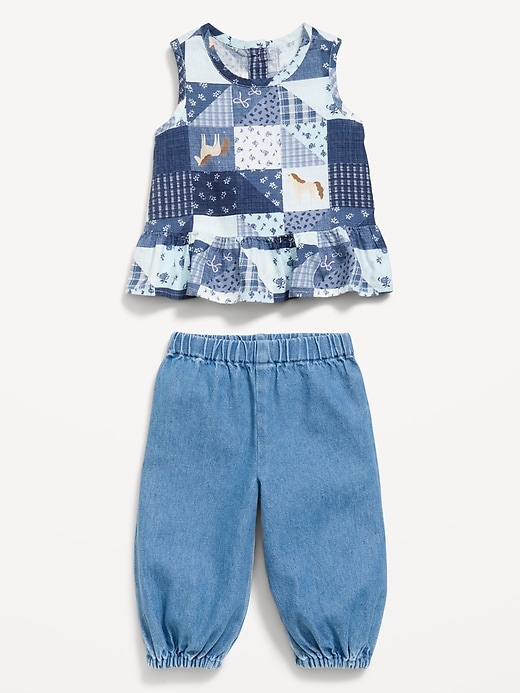 Image number 2 showing, Sleeveless Patchwork Top and Pants Set for Baby