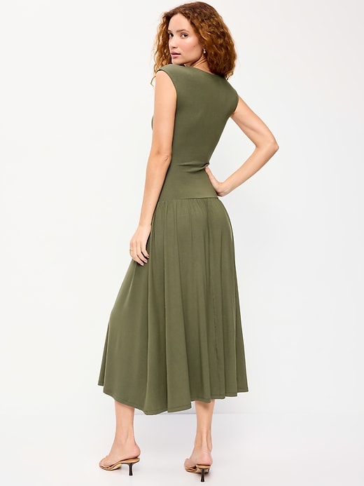 Image number 2 showing, Jersey Knit Drop-Waist Midi Dress