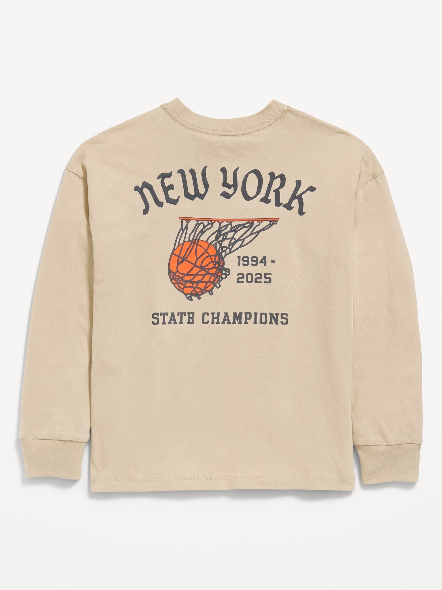Футболка Old Navy Oversized Long-Sleeve Graphic T-Shirt для мальчиков, цвет: Серо-бежевый — фото 2