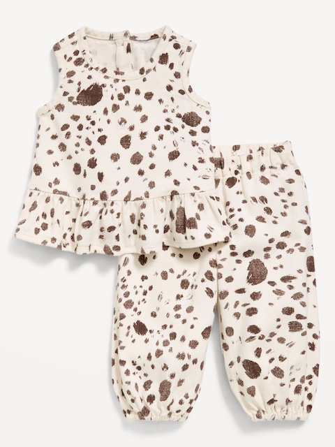 Printed Sleeveless Top and Pants Set for Baby