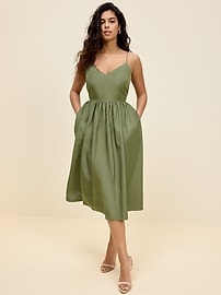 Image number 1 showing, The Occasion by Old Navy Fit & Flare Sleeveless Taffeta Midi Dress