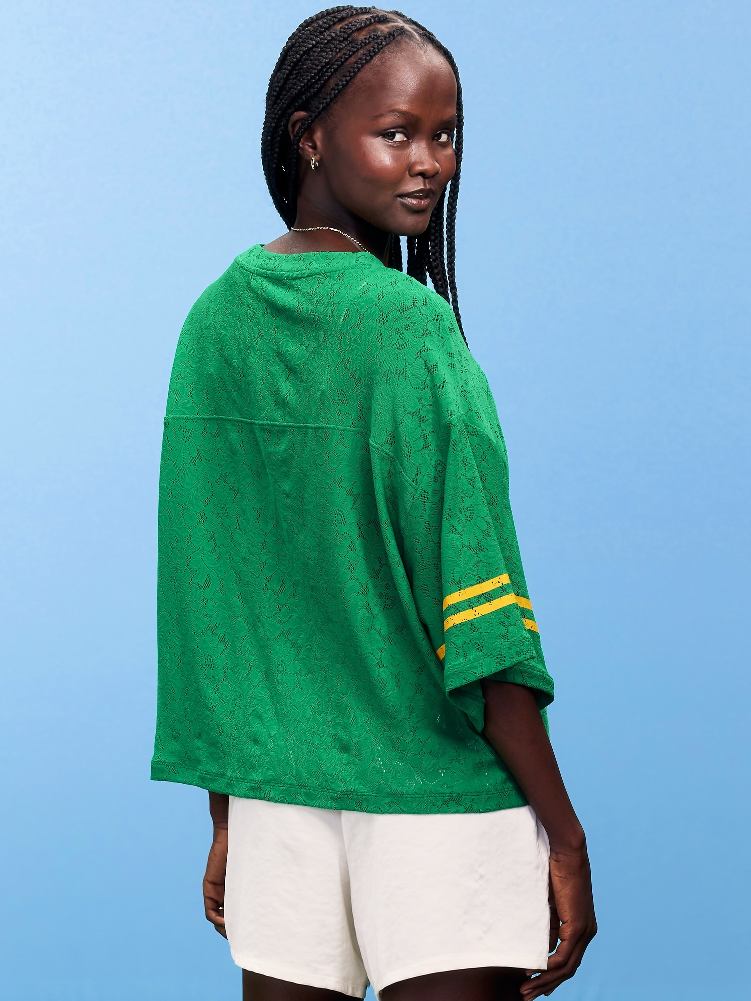 FIFA World Cup 26™ Brazil Boxy Lace V-Neck T-Shirt for Women