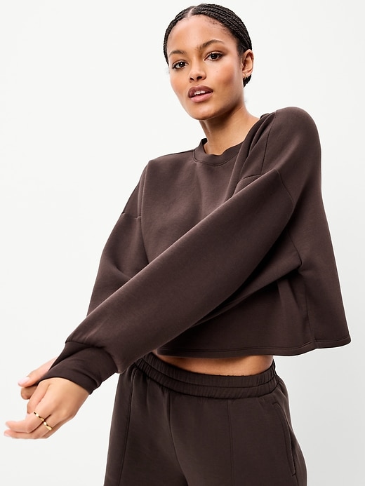 Image number 1 showing, Bounce Fleece Crew-Neck Cropped Sweatshirt
