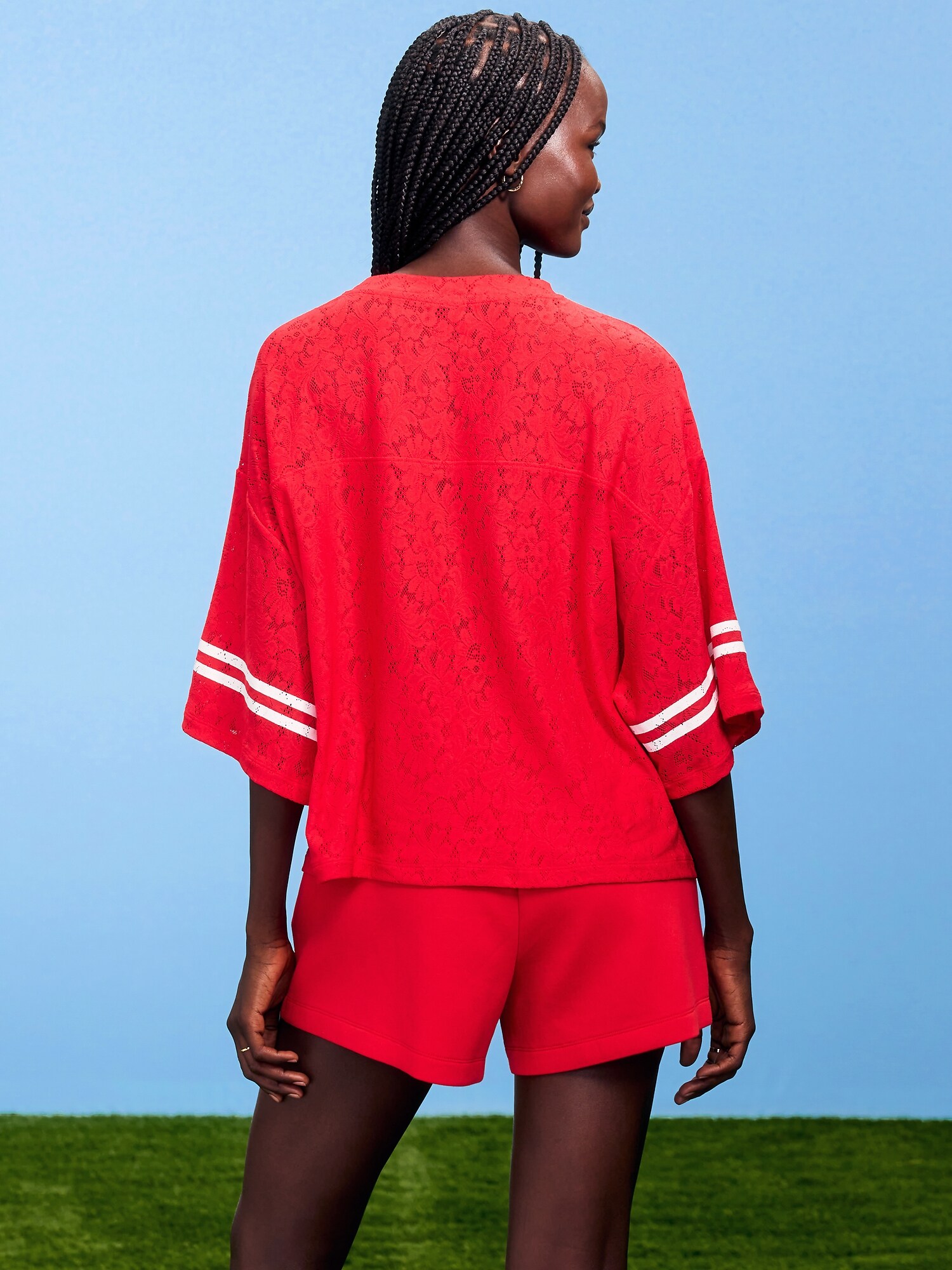 FIFA World Cup 26™ Canada Boxy Lace V-Neck T-Shirt for Women