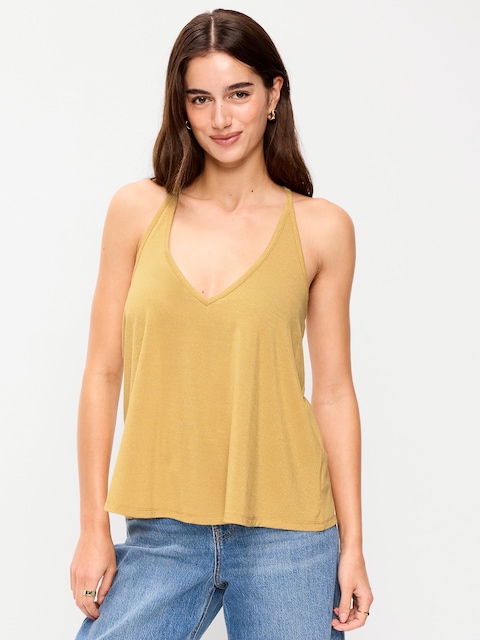 Strappy-Back Shimmer Swing Tank Top