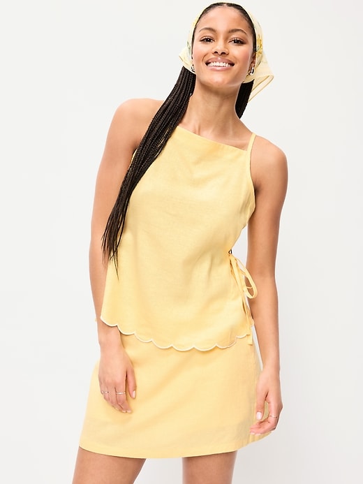 Image number 3 showing, Linen-Blend Micro Skort