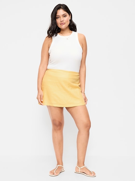 Image number 7 showing, Linen-Blend Micro Skort