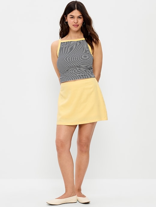Image number 5 showing, Linen-Blend Micro Skort