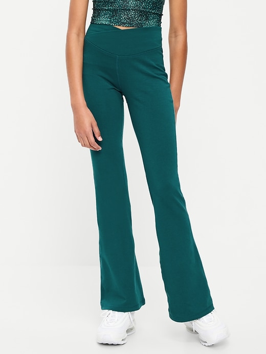 Image number 1 showing, High-Waisted PowerChill Crossover Flared Leggings for Girls