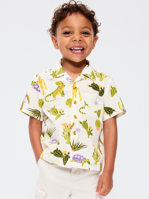 Printed Short-Sleeve Crinkled Pocket Shirt for Toddler Boys