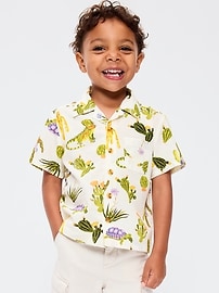 Image number 1 showing, Printed Crinkle Pocket Shirt for Toddler Boys