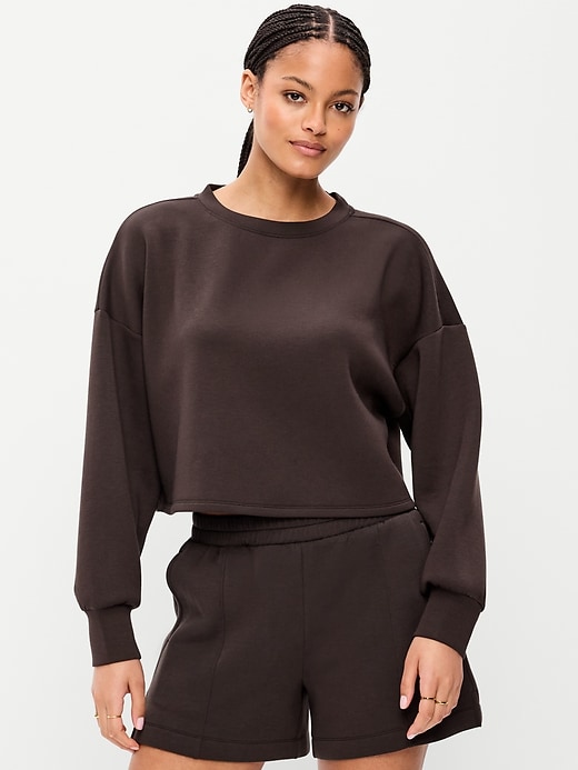 Image number 4 showing, Bounce Fleece Crew-Neck Cropped Sweatshirt