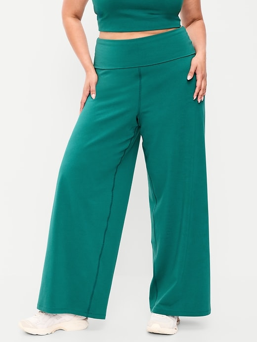 Image number 7 showing, High-Waisted PowerChill Fold-Over Wide-Leg Pants