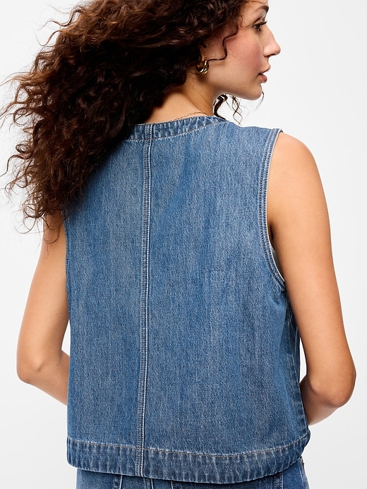 Image number 5 showing, Zip-Front Denim Utility Vest