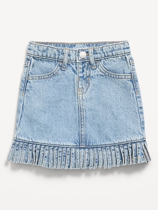 Image number 1 showing, High-Waisted Fringed-Hem Jean Skirt for Toddler Girls