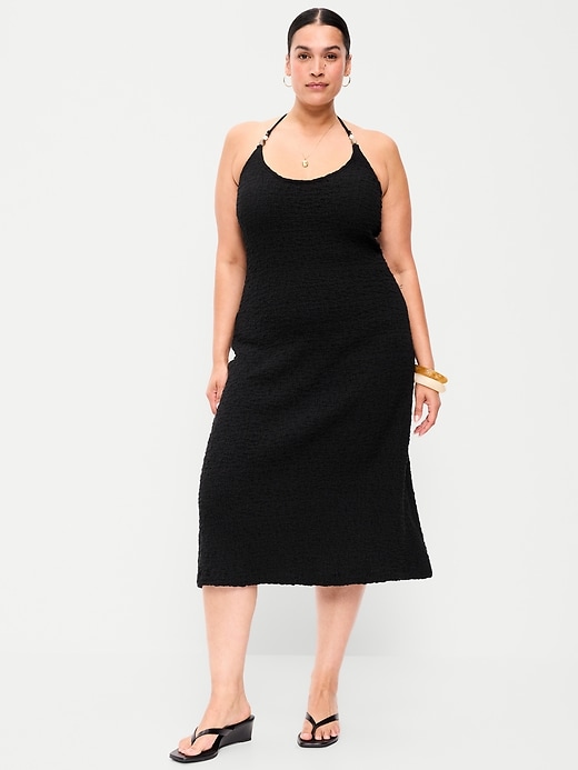 Image number 8 showing, Beaded Halter-Neck Textured Midi Dress
