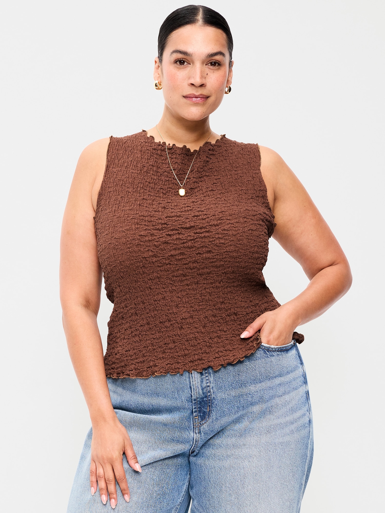 Sleeveless Smocked Tank Top