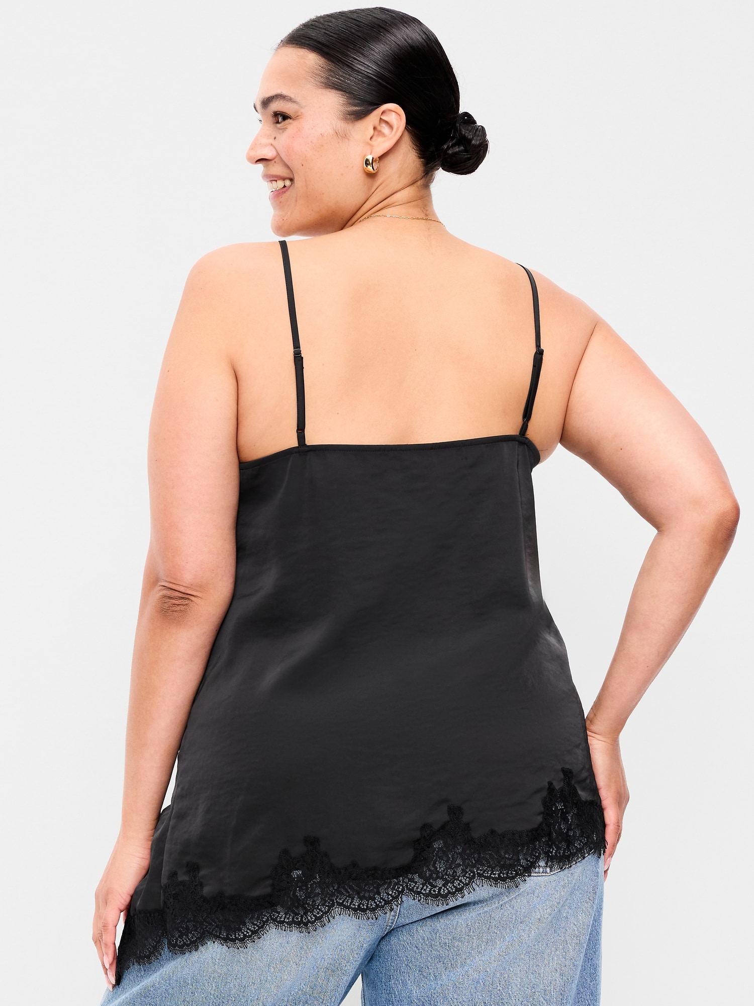 Asymmetrical Lace-Trim Cami Top