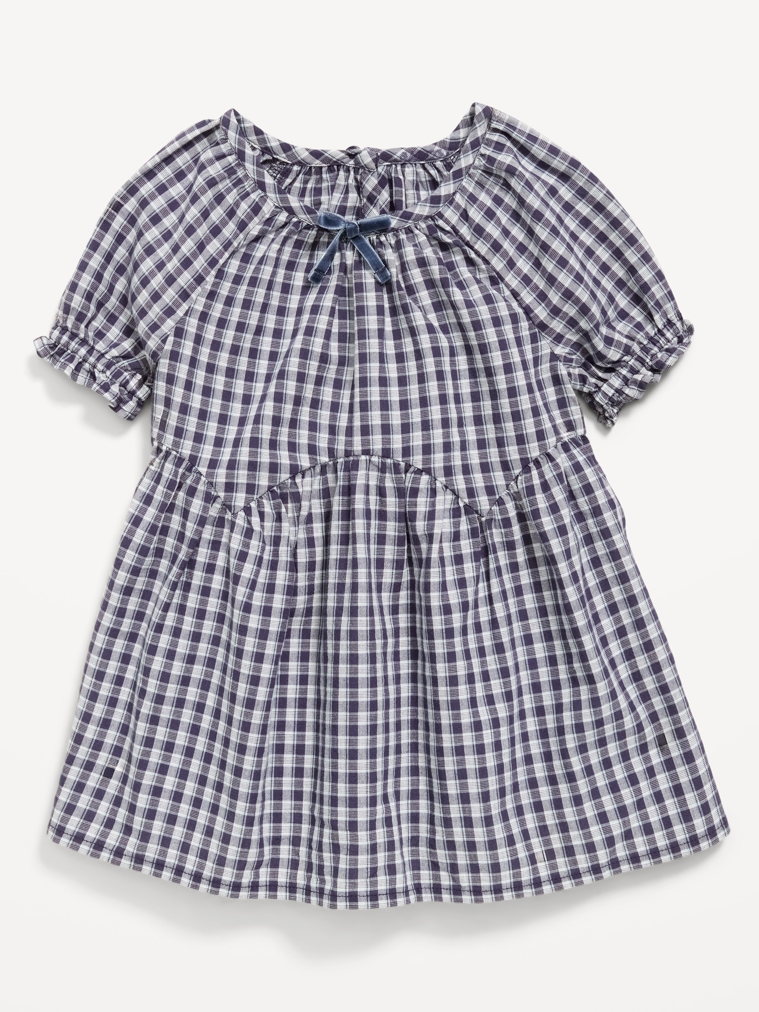 Short-Sleeve Plaid Swing Dress for Baby