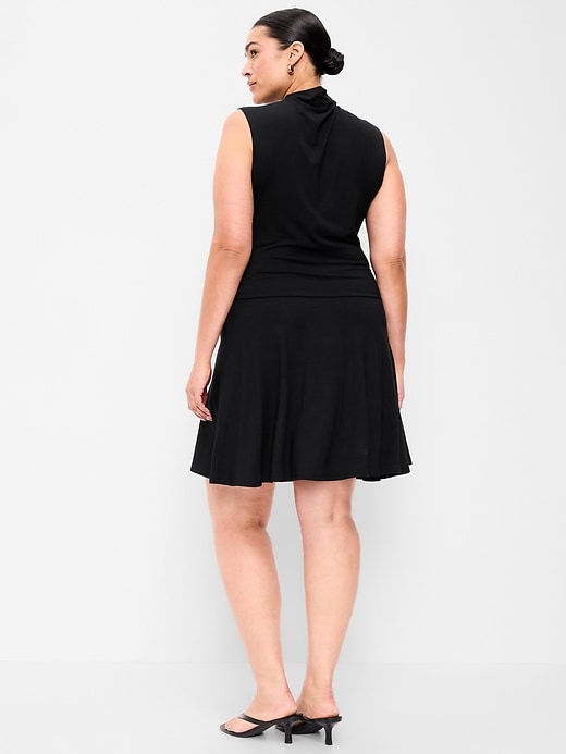 Image number 7 showing, Gathered Mock-Neck Drop-Waist Mini Dress