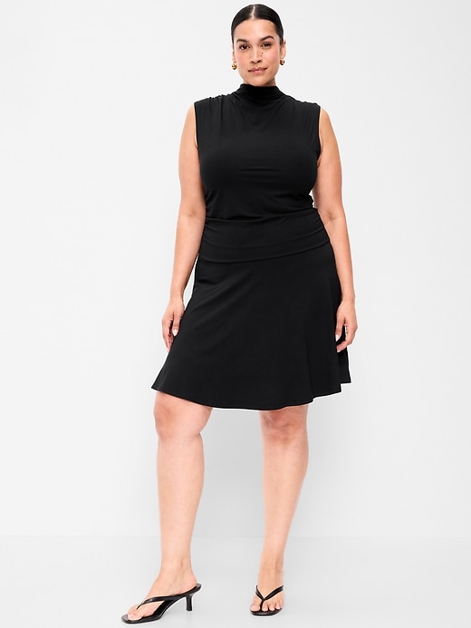 Image number 6 showing, Gathered Mock-Neck Drop-Waist Mini Dress