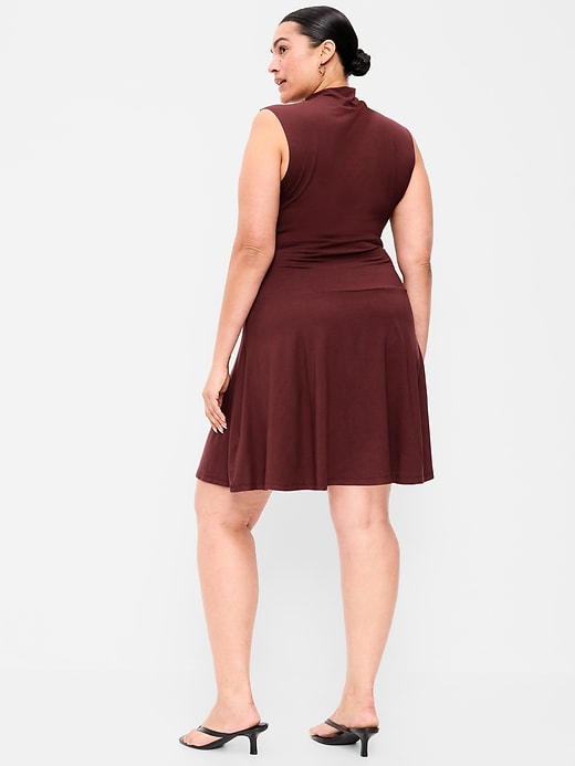 Image number 9 showing, Gathered Mock-Neck Drop-Waist Mini Dress