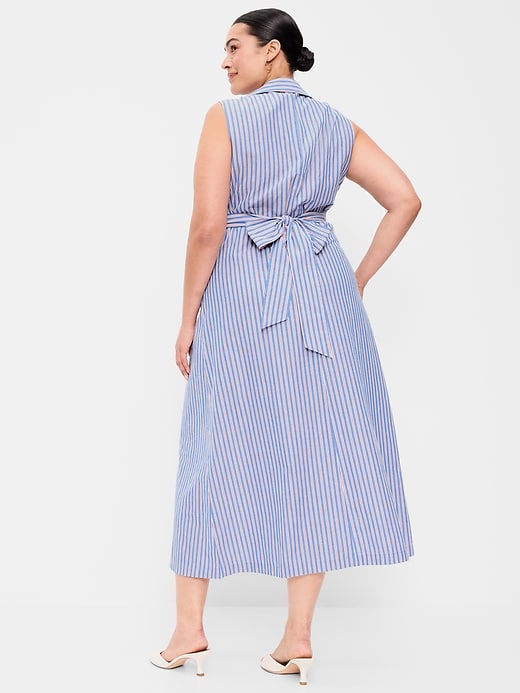 Image number 9 showing, Sleeveless Wrap-Waist Midi Shirt Dress