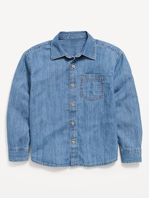 Image number 1 showing, Oversized Long-Sleeve Denim Shirt for Boys