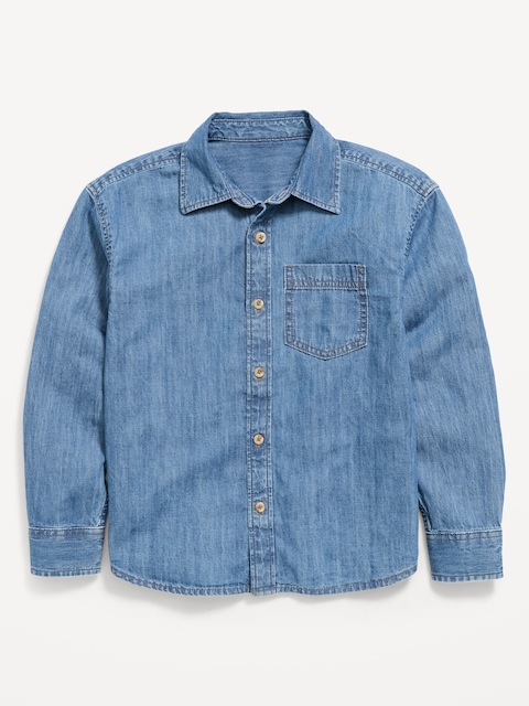 Oversized Long-Sleeve Denim Shirt for Boys