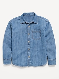 Image number 1 showing, Oversized Long-Sleeve Denim Shirt for Boys