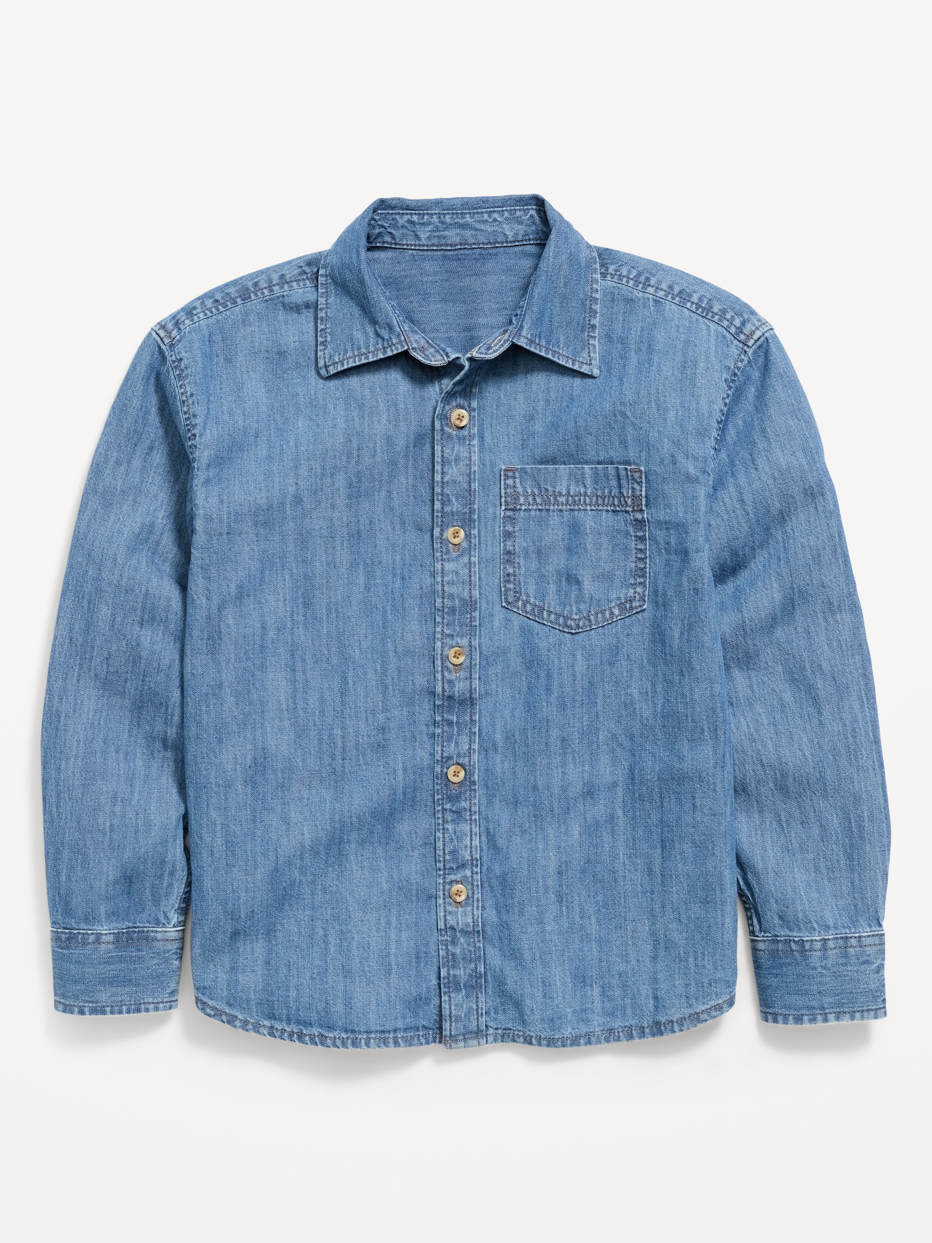 Oversized Long-Sleeve Denim Shirt for Boys