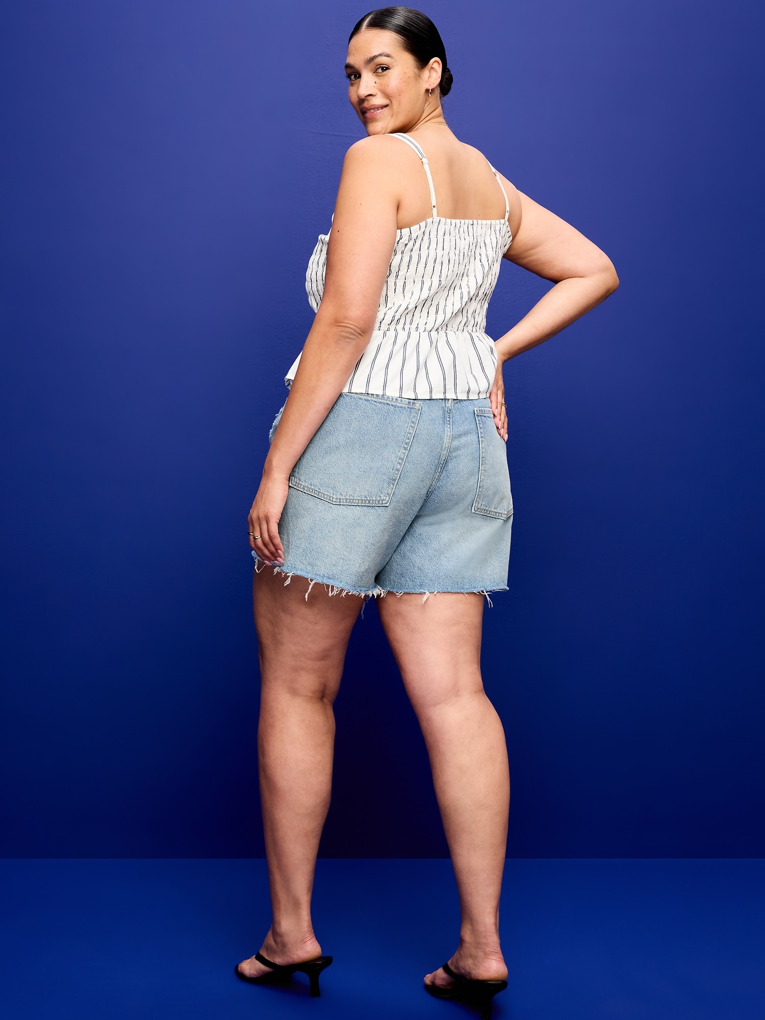 High-Waisted Baggy Jean Shorts - 5-inch inseam