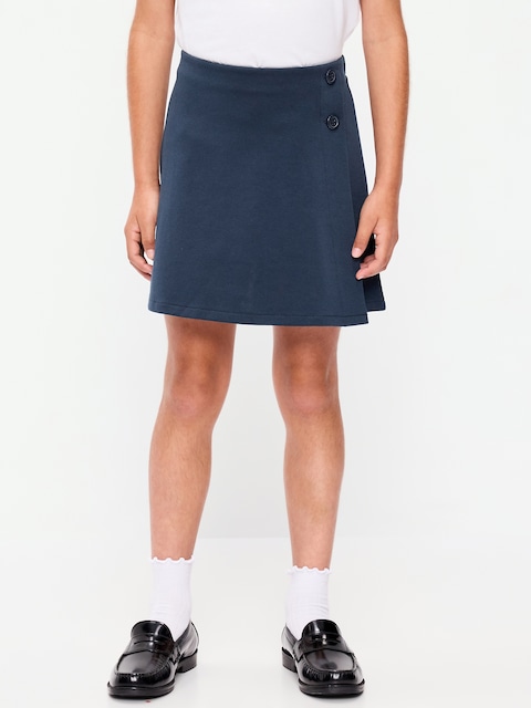 School Uniform Ponte-Knit Wrap-Front Skort for Girls
