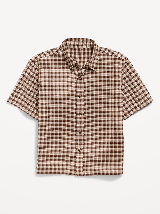 Image number 1 showing, Short-Sleeve Boxy Cropped Textured Shirt for Boys