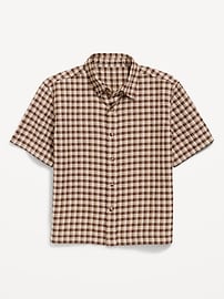 Image number 1 showing, Short-Sleeve Boxy Cropped Textured Shirt for Boys