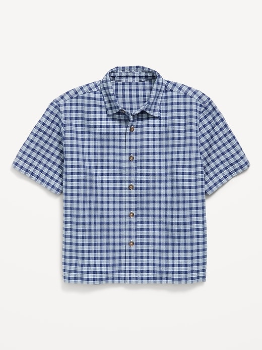 Image number 2 showing, Short-Sleeve Boxy Cropped Textured Shirt for Boys