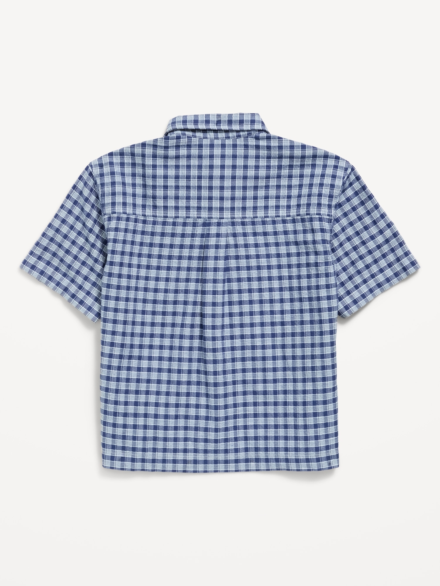 Short-Sleeve Boxy Cropped Textured Shirt for Boys