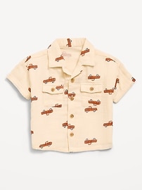 Image number 1 showing, Printed Double-Weave Pocket Shirt for Baby