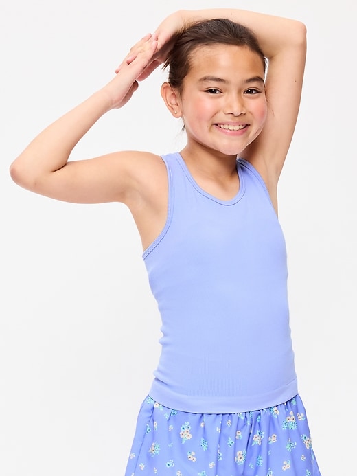 Image number 1 showing, Fitted Seamless Ribbed Racerback Performance Top for Girls
